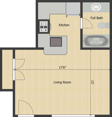 floor plan for a one bedroom apartment at The  Le Parc
