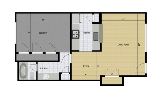 floor plan of a two bedroom apartment at The  Le Parc