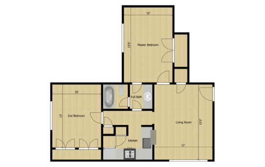 floor plan of a two bedroom apartment at The  Le Parc